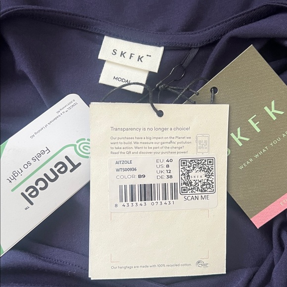 SKFK Navy Blue AITZOLE Long Sleeve Boatneck Tencel Modal Top EU 40 | US 8 NWT - Picture 7 of 11